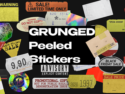 GRUNGED Peeled Stickers assets design design assets grunge grunge peeled grunged grunged stickers stickers ui web