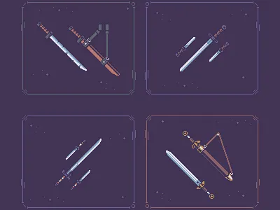 Four Swords 16bit 8bit design dnd fantasy fantasyart fantasypixelart gameart illustration medieval medievalweapons meleeweapon pixel art pixelart sword swordart swords weapons