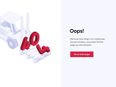 404 Page animation 3d 404 animation error page fulfillment motion graphics ui warehouse