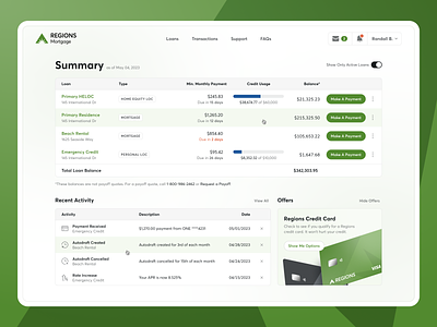 Loans Summary bank bank app clean dashboard desktop app finance finance app green interface loans product product design software ui uiux ux web web app web design