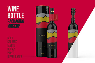 Ceramic Wine Bottle Mockup PRO packaging mockup