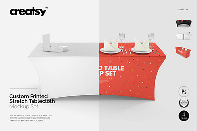 Stretch Tablecloth Mockup Set table cover tablecloth