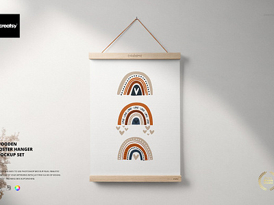 Wooden Poster Hanger Mockup Set print