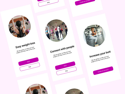 Onboarding screen for FemFit app butt design onboarding ui uiux women workout