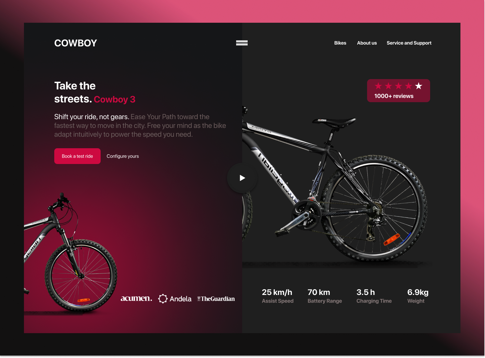 Replication of an E-Bike Hero Page by Cornelius Ajewole on Dribbble