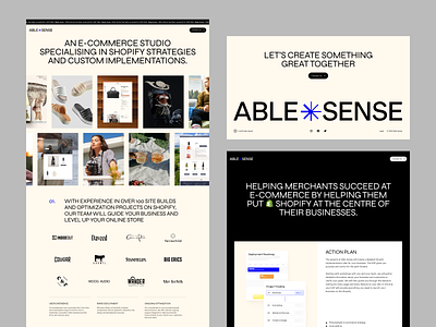 Able Sense | Brand & Website agency website branding homepage logo one pager shopify shopify agency ui ux web design website website design