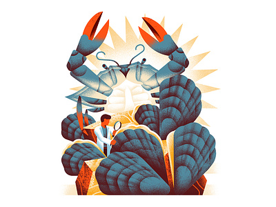 Can oysters smell fear? attack blue crab crab daniele simonelli dsgn editorial illustration illustration oyster science scientist shell shells texture vector