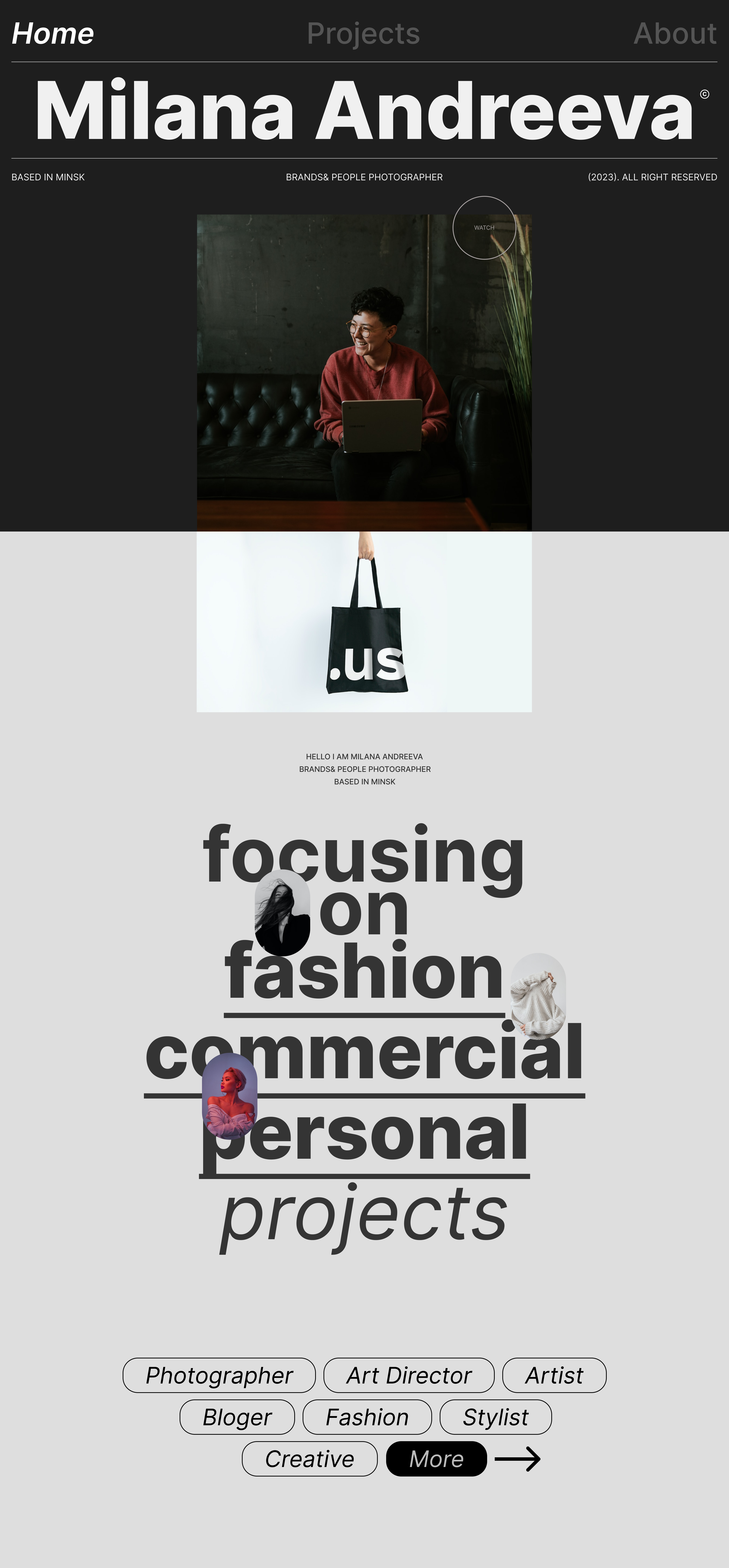 Creative website for photographer branding concept design graphic design illustration lending logo page photo typography ui ux vector web website