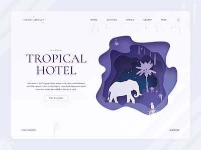 Homepage tropical hotel app branding design figma graphic design hotel illustration tropical ui vector webdesign
