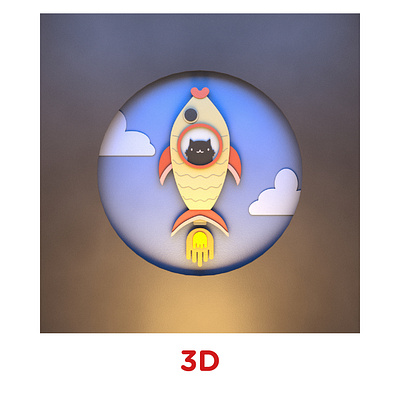 Day 16 - Rocket (Foguete) 3d 3d art 3d illustration cute illustration kawaii paper art paper cut vector