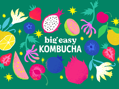 Big Easy Kombucha - Redesign big easy design fruits illustration ingredients kombucha packaging packaging design redesign vault49