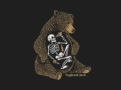 Don't Feed the Bears bear illustration skeleton