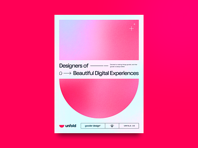 Unfold Poster blending branding circle fk display gradients graphic design grotesk icons line icons mesh gradient pink poster poster design print visual identity