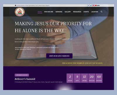 Church website branding christianity church website design figma high fidelity logo religion ui ui design visual design website