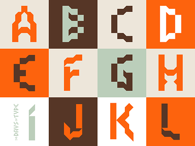 #36daysoftype A–L 8bit bit blocks font glyphs industrial retro tech techy typeface