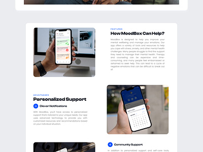 MoodBox Features design features health tech landingpage mental health moodbox ui visual design wealth4us