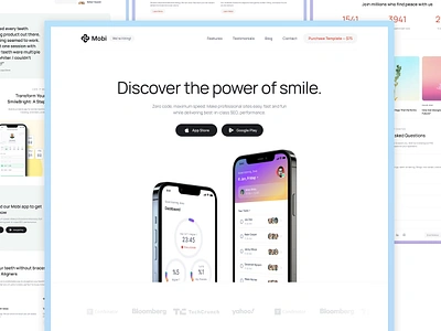 Mobi — Mobile App Framer Landing Page framer home landing page landing page template minimal landing page mobile app mobile app landing page mockup no code saas landing page template webflow