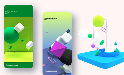 Green 3D balls and shapes 3d design figma graphic design illustration ui vector