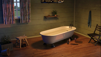 Farmhouse Bath 3d animation design graphic design surreal