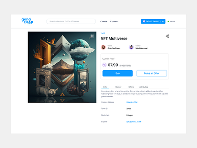 Genadrop: NFT Details blockchain design near polygon ui ux web design