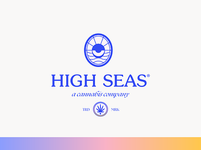 High Seas apparel cannabis coast eye gradient high illustration leaf logo logomark ocean packaging print sea smoke sun sunset thc typography weed