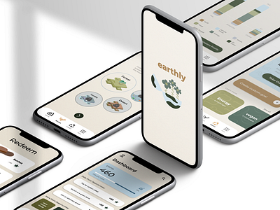 Earthly App: Gamified Sustainability app app design branding design digital digital design game game design graphic design illustration ui uiux ux web web design