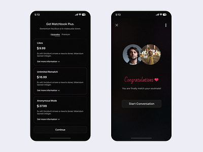 Match and premium pages in dating app bumble dating datingapp design match finder matching mobile app mobile ui payment tinder ui ux web design