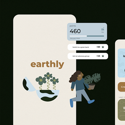 Earthly App: Gamified Sustainability app app design character design components design digital design graphic design illustration sustainability ui uiux ux vector web web design