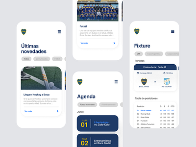 Boca Juniors | Football Mobile App card football football app mobile app soccer soccer app ui ui design ui developer web design