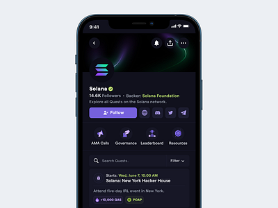 Solana Quest blockchain crypto gamification mobile quest ui web3
