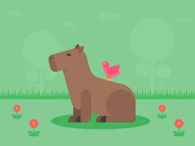 Capybara digital art flat design graphic design illustration 2d vector art vector graphics vector illustration