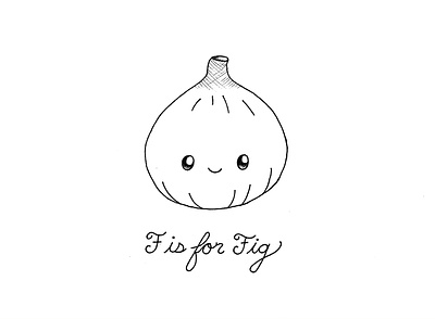 Day 096-365 F is for Fig 365project cute fig handlettering illustration ink kawaii