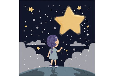 Character with Sky Elements Illustration background character cloud galaxy illustration nature night sky star vector
