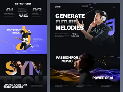 Lydian - AI Music Generator Landing Page ai music aimusicgenerator artificialintelligence digital creation innovation landingpage music music generator music journey sound design ui design uidesign ux webdesign