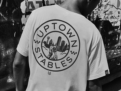 Uptown Stables Skyline apparel checkered dallas derby design flag fort worth horse horseracing horseshoe illustration illustrator racer shirt skyline stables streetwear type typography uptown