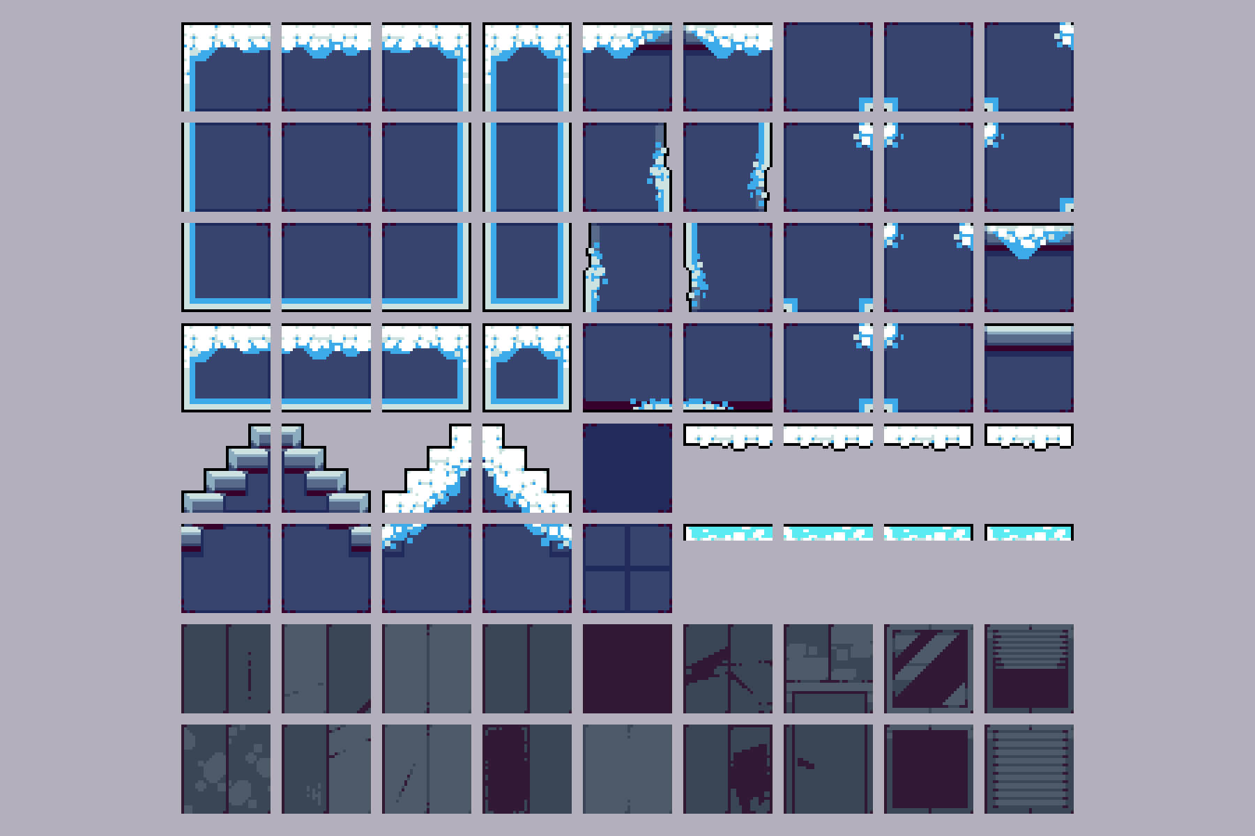 Snow City Tileset Pixel Art By 2d Game Assets On Dribbble