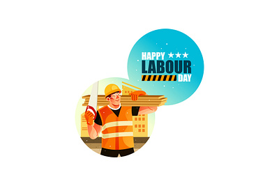 Building worker Happy Labour Day character