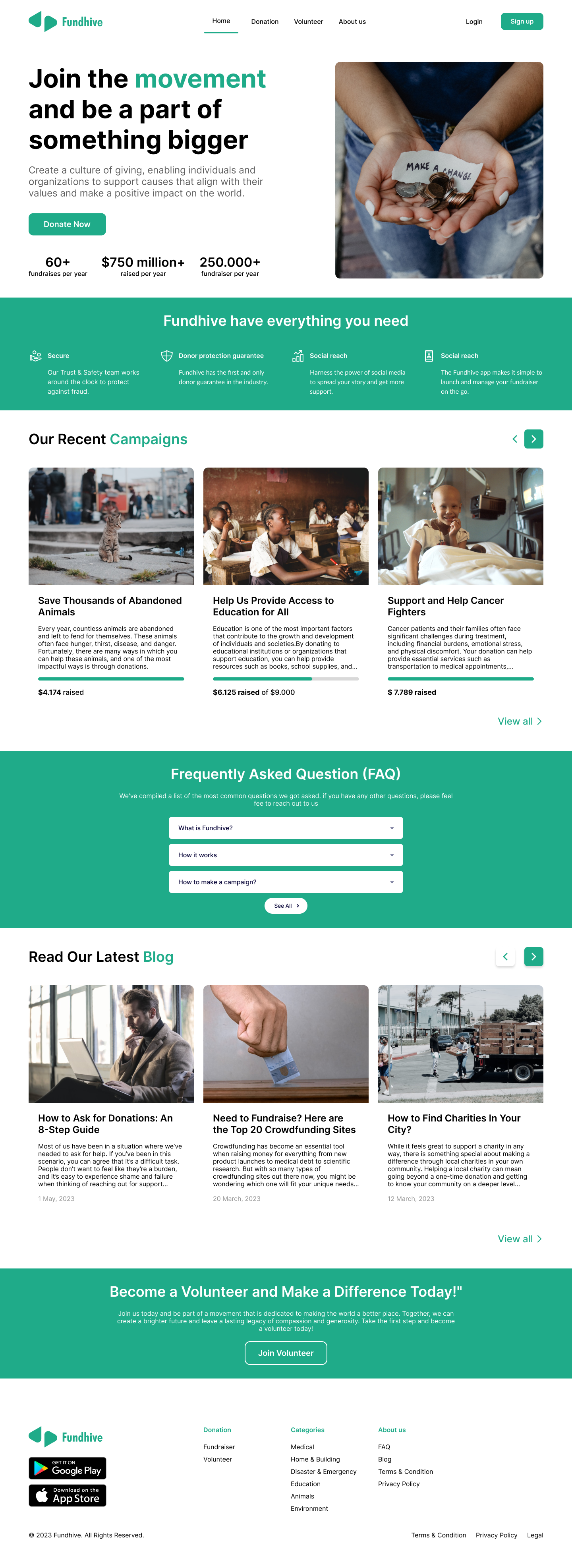 Crowdfunding Charity Landing Page charity crowdfunding landing page ui ux website
