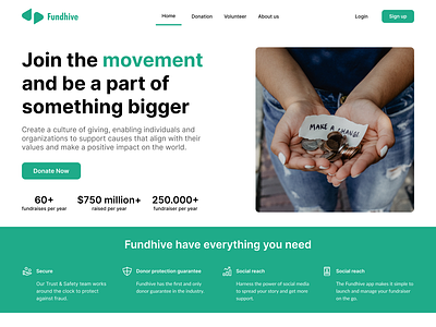 Crowdfunding Charity Landing Page charity crowdfunding landing page ui ux website