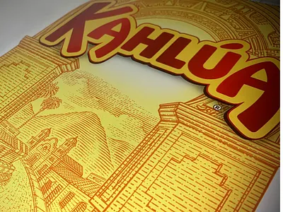 Kahlua Packaging Label Illustrated by Steven Noble artwork branding crosshatch design engraving etching illustration illustrator ink kahlua line art logo packaging scratchboard steven noble woodcut