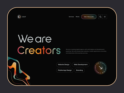 Home page landing for web design studio branding cleandesign creative darktheme design designstudio graphic design homepage modern new redesign ui userinterfacedesign ux webdesign