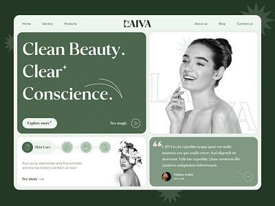 Laiva - Skin Care Landing page beauty blog care design figma home page illustration landing page light logo product service skin theme ui ux vector web website