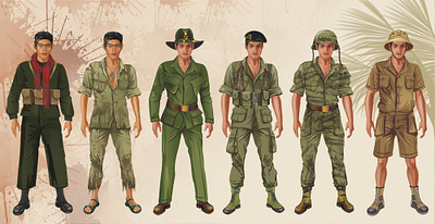 Uniform of soldiers from the Vietnam War army characters freelance game illustration soldier vector viet cong vietnam war