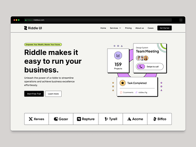 Riddle UI Web Design system (v1.0) dashboard design design system figma figma design figma design system figma icon hero section minimalist neo brutalism product design riddle riddle ui riddles ui ui kit ux