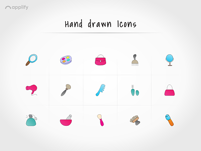 Illustrated hand drawn icons for the app app app screens applify beauty branding design graphic design hand drawn icons icon pack iconography icons iconset illustration mobile app design ui