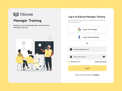 Log in page | Educaa Manager Training 3d branding color design designinspiration illustration logo ui ux webdesign