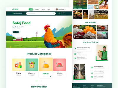 Sotej Food - Grocery Landing Page Website app branding design graphic design illustration typography ui ux