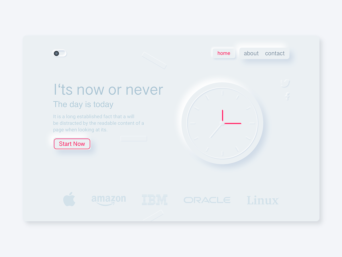 Daily UI 003 - Landing Page clock dailyui interface landing page neumorphism sketch ui design
