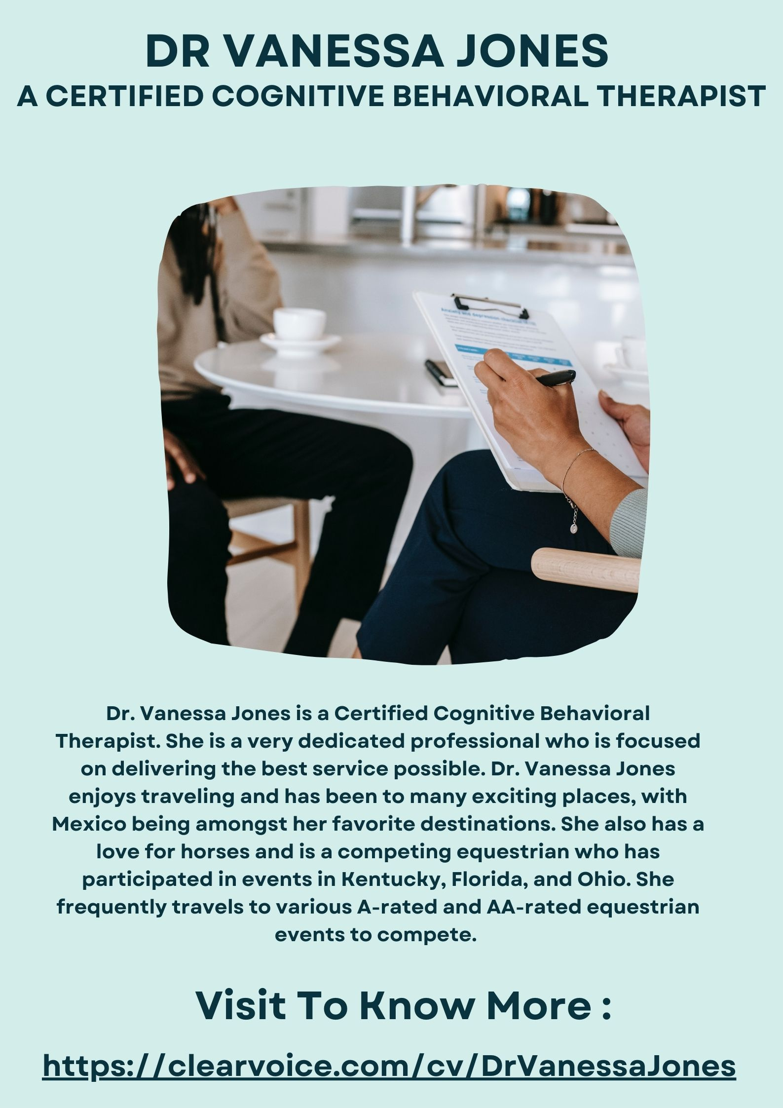 Dr Vanessa Jones - A Certified Cognitive Behavioral Therapist by Dr ...