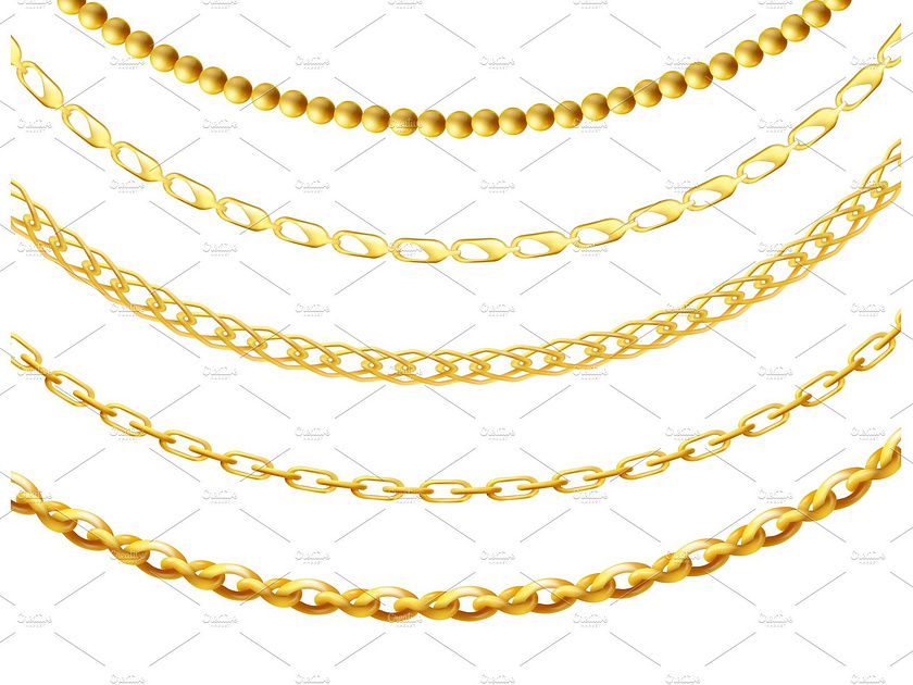 Metal gold chain set isolated on by Sabelskaya Alexsandra on Dribbble